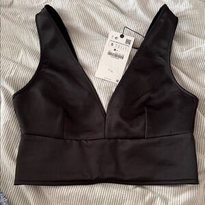 Zara Black V-Neck Crop Top